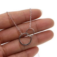 **Double Ring Clavicle Pendant Necklace – Elegant Silver & Gold Fashion Jewelry for Women & Girls**