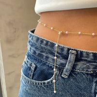 **Pearl Belly Body Chain – Elegant Waist Chain Jewelry for Women & Girls | Beach, Party & Fashion Wear**