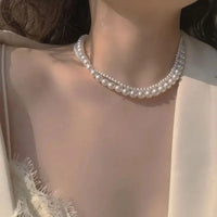**Double-Layer Pearl Necklace – Elegant Trendy Fashion Jewelry for Women & Girls**