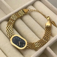 **Trendy Ellipse Steel Strip Bracelet – Elegant Fashion Jewelry Gift for Women & Girls**