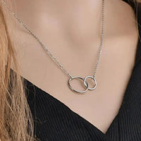 **Double Ring Clavicle Pendant Necklace – Elegant Silver & Gold Fashion Jewelry for Women & Girls**