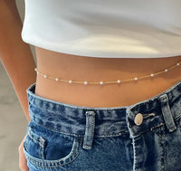 **Pearl Belly Body Chain – Elegant Waist Chain Jewelry for Women & Girls | Beach, Party & Fashion Wear**
