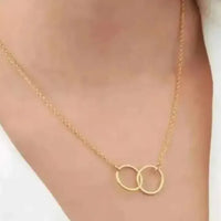 **Double Ring Clavicle Pendant Necklace – Elegant Silver & Gold Fashion Jewelry for Women & Girls**